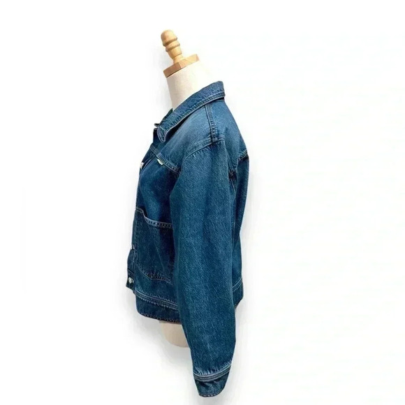NWOT MOTHER Shrunken Daybreak Drifter Denim Jacket Embroidered Size Medium - Picture 8 of 16